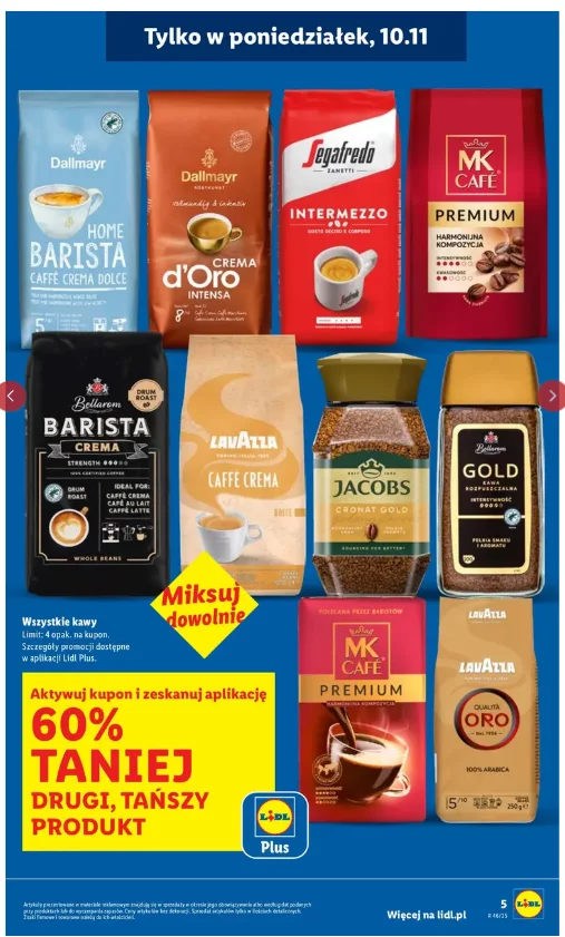 Wielkie obniżki w Lidlu: druga kawa 60% taniej z aplikacją Lidl Plus