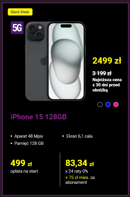 iPhone 15 taniej o 700 zł – Play kusi dużą obniżką