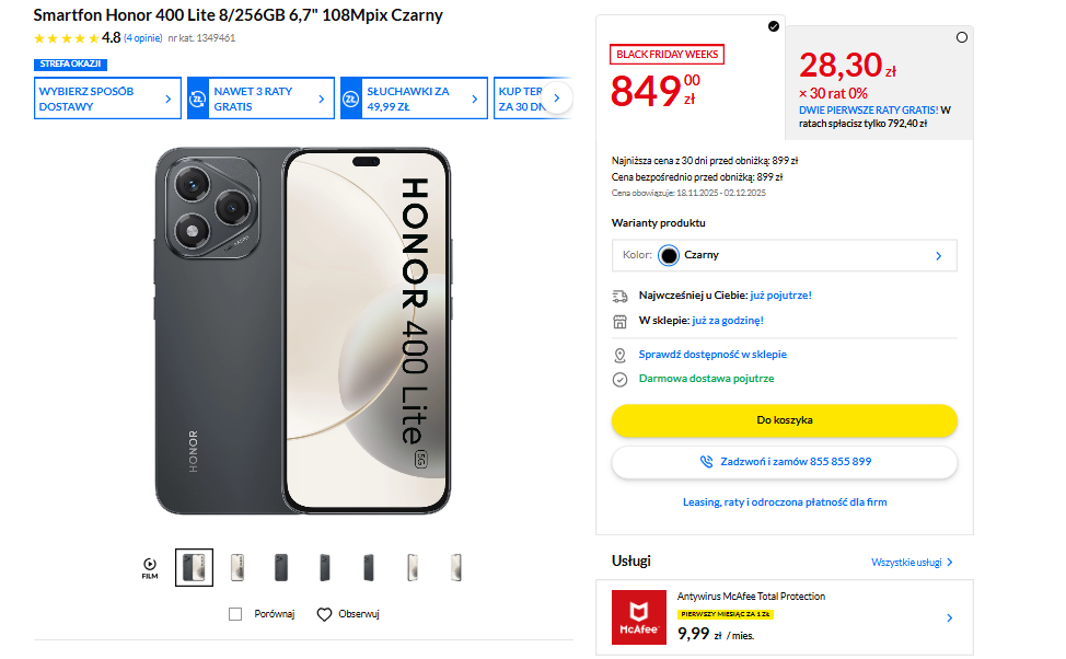 HONOR obniża ceny na Black Friday 2025. Flagowce z AI dużo taniej