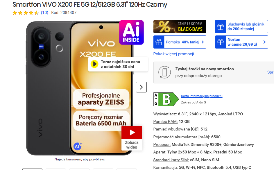 Vivo tnie ceny telefonów – promocja Black Friday 2025 z rabatami do 550 zł!
