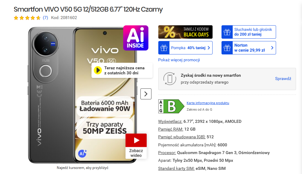 Vivo tnie ceny telefonów – promocja Black Friday 2025 z rabatami do 550 zł!