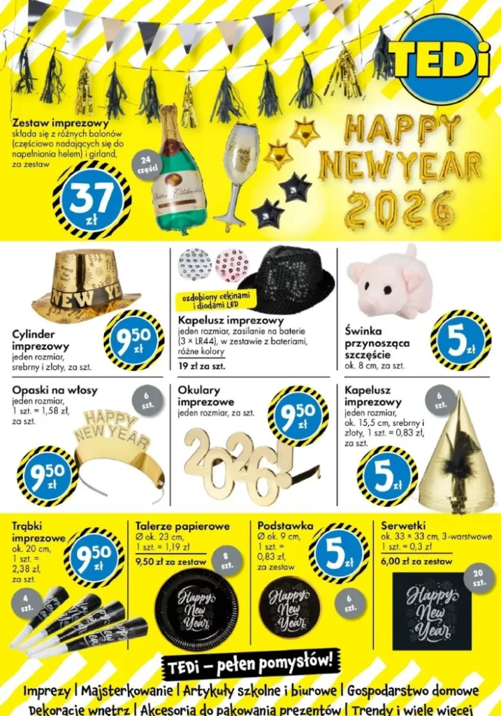Szybkie przygotowanie do Sylwestra 2026? TEDi ma dla Ciebie gotowy zestaw imprezowy!