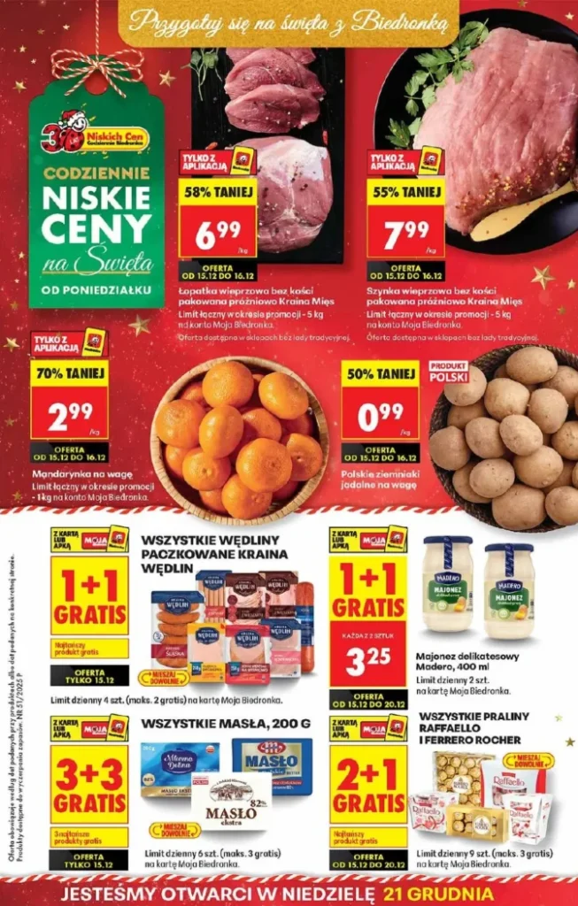 Świąteczne promocje w Biedronce: masło gratis, kawa 60% taniej, słodycze 2+1!