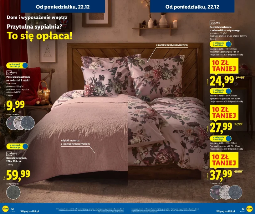 Wyposażenie sypialni taniej przed świętami. Lidl obniża ceny pościeli