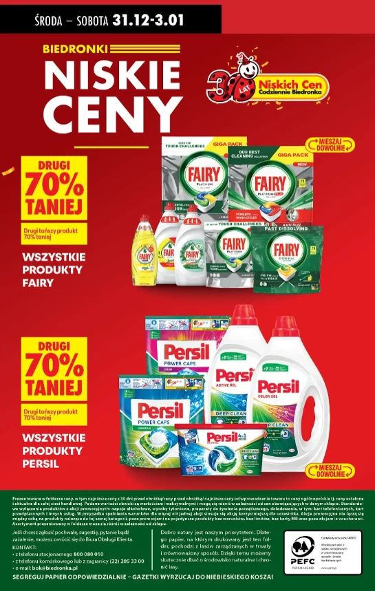 Biedronka obniża ceny Fairy i Persil. Drugi produkt tańszy o 70%