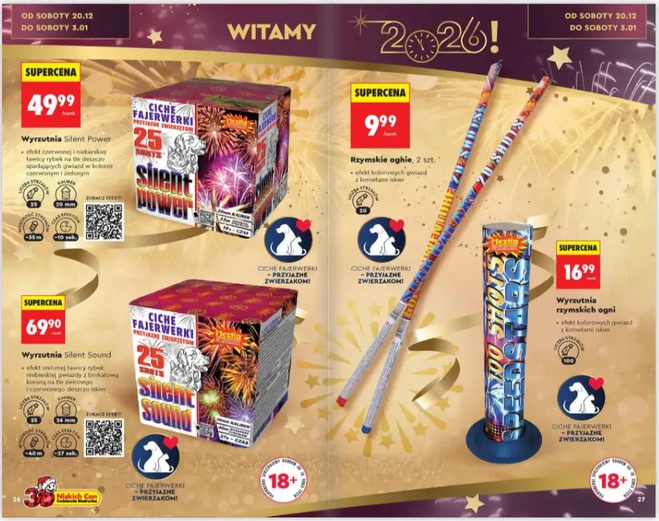 Fajerwerki w Biedronce 2025: ceny, rodzaje i promocje przed Sylwestrem