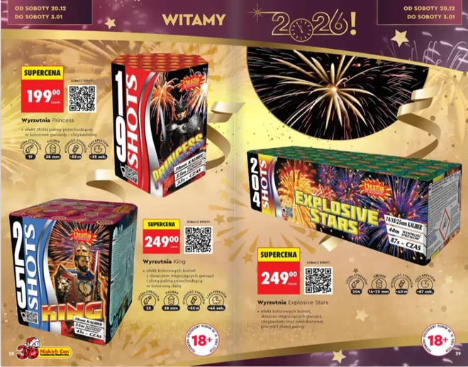 Fajerwerki w Biedronce 2025: ceny, rodzaje i promocje przed Sylwestrem