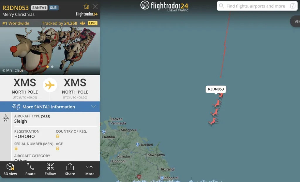 Gdzie jest teraz Święty Mikołaj? Trasa jego podróży w czasie rzeczywistym