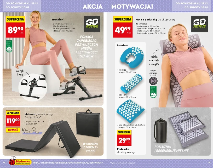 Noworoczny start z Biedronką: maty, piłki i akcesoria fitness w promocji