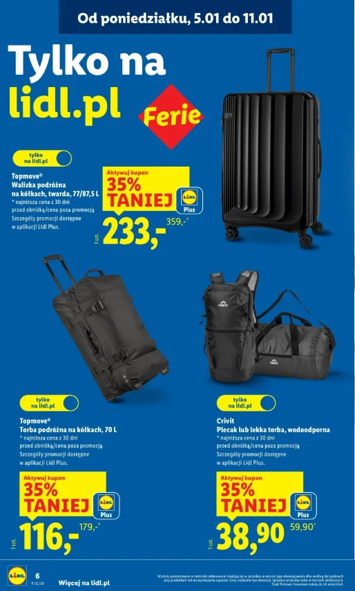 Lidl obniża ceny bagaży przed feriami. Promocja tylko online