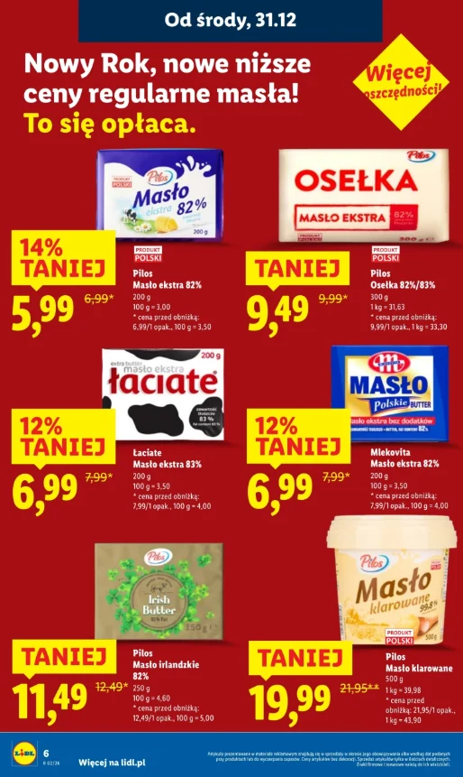 Promocja na masło w Lidl: Pilos, Łaciate i Mlekovita w nowych cenach