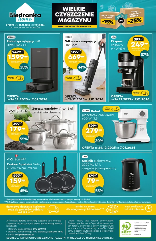 Akcja w Biedronka Home: roboty, patelnie i ekspresy ze zniżkami do 55% tylko do końca dnia