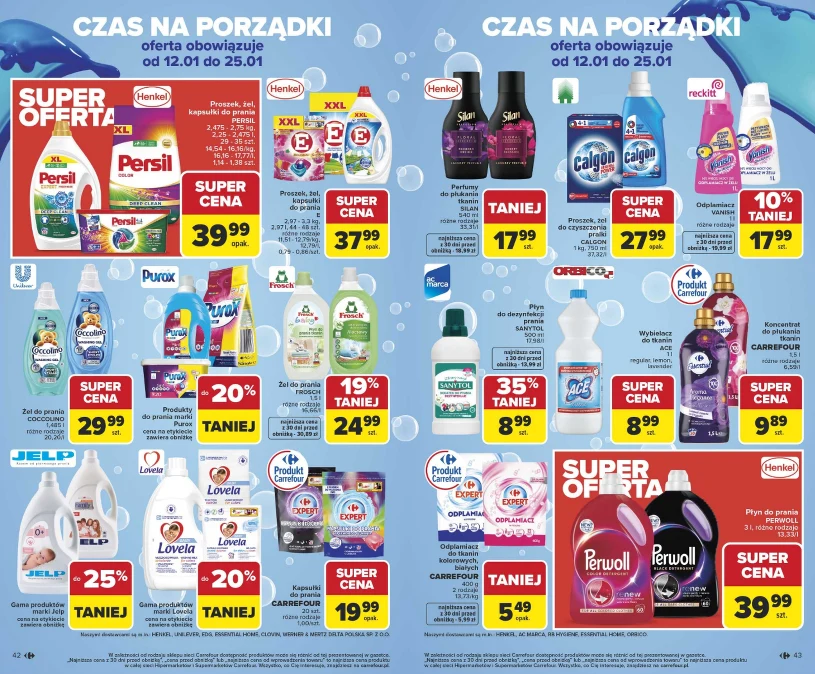 Carrefour mocno tnie ceny detergentów do prania: proszki, kapsułki, płyny i dodatki