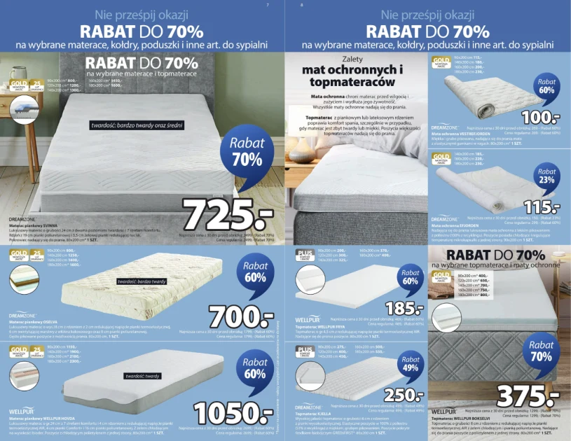 Promocja w JYSK: materace, kołdry i poduszki z rabatami do 70%