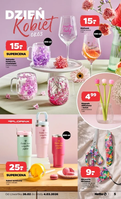 Netto na Dzień Kobiet 2026. Szklanki i kubki w niskich cenach