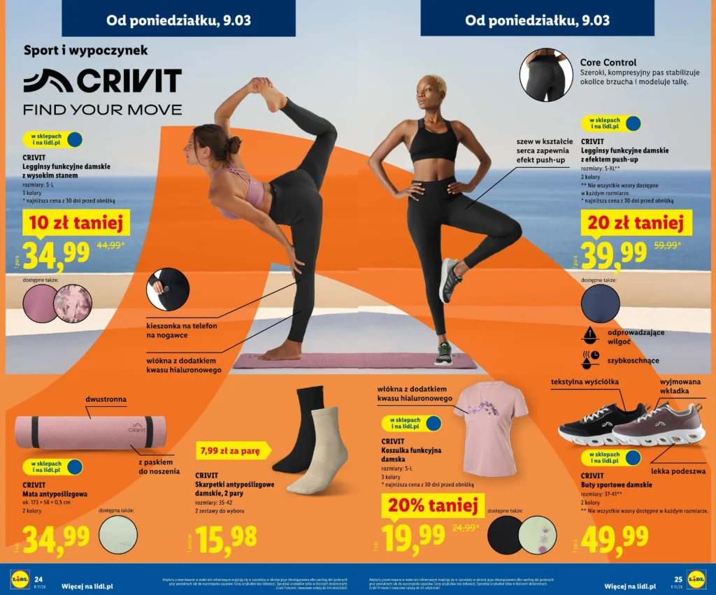 Nowa kolekcja sportowa Crivit w Lidlu: legginsy, mata i akcesoria treningowe w promocji