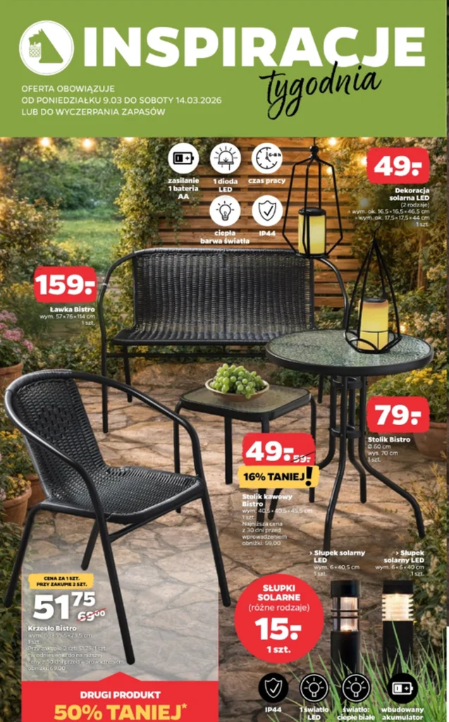 Netto rusza z wiosenną promocją ogrodową – meble bistro, lampy solarne i narzędzia od 9 zł