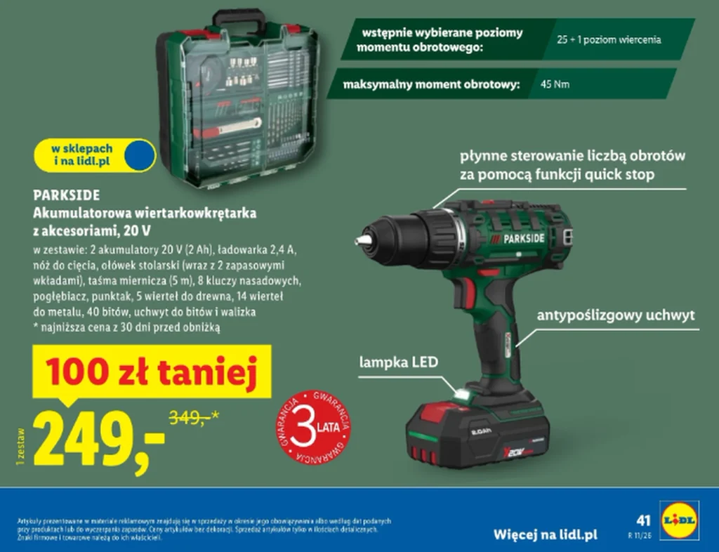 Lidl rusza z nową ofertą Parkside: wiertarko-wkrętarki, szlifierki i akcesoria w promocji