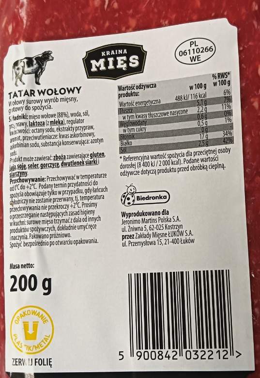 Salmonella w tatarskim mięsie z Biedronki – numer partii, pilne ostrzeżenie